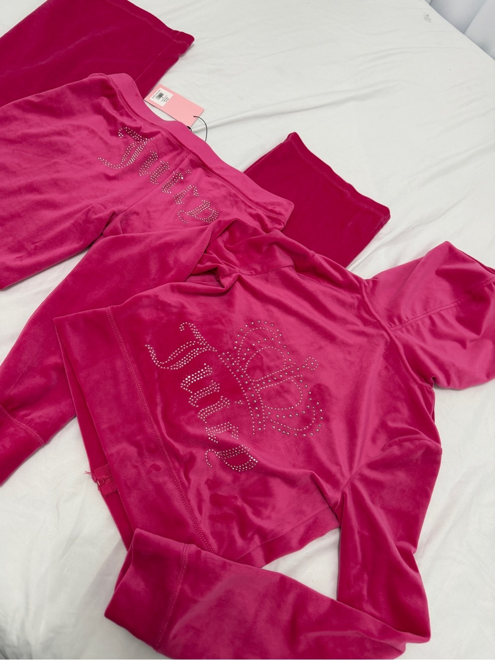 Juicy Couture Hot Pink Velour Zip Hoodie Set